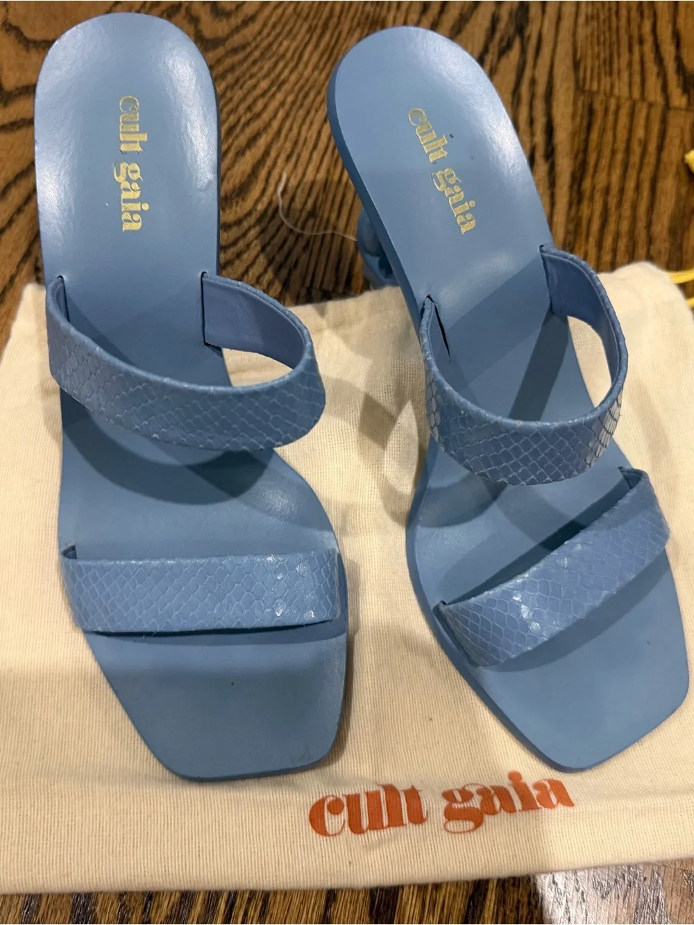 cult gaia Powder Blue Chain-Link Sculpted-Heel Sandals
